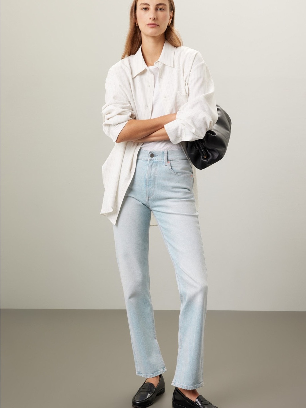 DL1961 Patti Straight High Rise Split Hem Jeans Light Wash Size 25